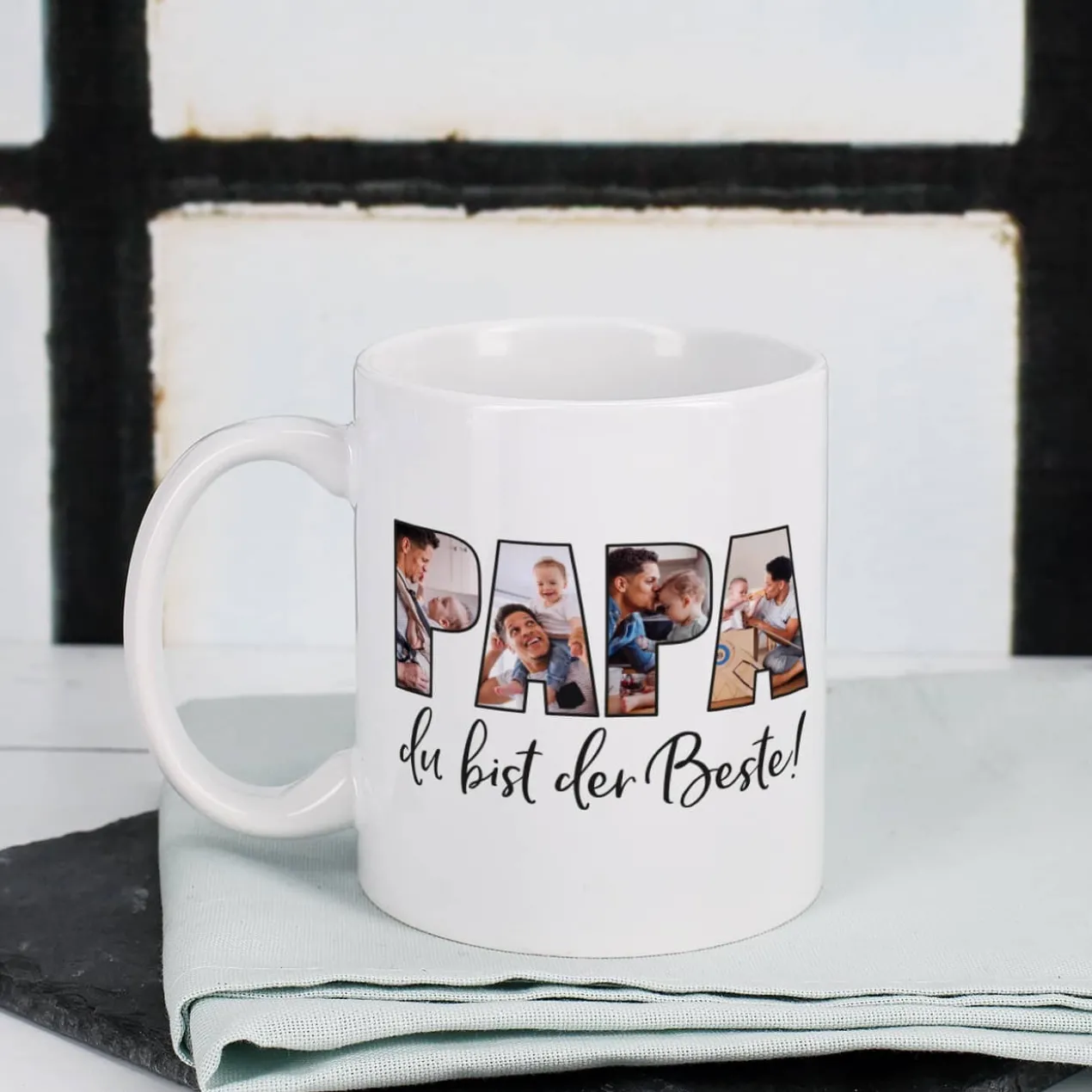Fototasse - Papa du bist der Beste! - mit 4 Bildern