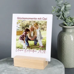 Foto-Tischkalender mit echtem Holzsockel