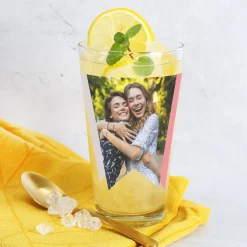 Foto Trinkglas mit Wunschtext - Wimpel