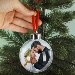Foto-Weihnachtskugel für Paare mit Eukalyptus Motiv