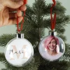Foto-Weihnachtskugel mit Name und Initial