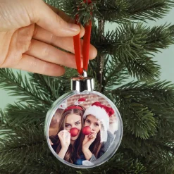 Foto-Weihnachtskugel mit Name und Initial
