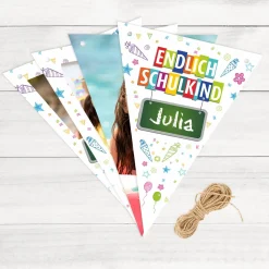 Fotowimpel zur Einschulung mit 3 Bildern