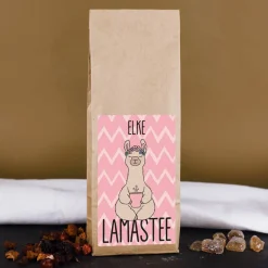 Früchtetee mit niedlichem Lama und Ihrem Namen
