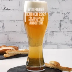 Für dieses Glas musste ich lange arbeiten! - Weizenglas als Geschenk für Rentner in 2 Größen