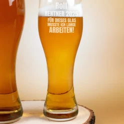 Für dieses Glas musste ich lange arbeiten! - Weizenglas als Geschenk für Rentner in 2 Größen