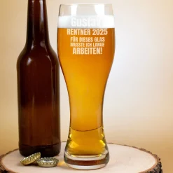 Für dieses Glas musste ich lange arbeiten! - Weizenglas als Geschenk für Rentner in 2 Größen