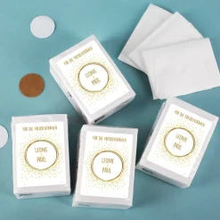 Freudentränen-Taschentücher zur Hochzeit mit Punkten und Namen 10er Set