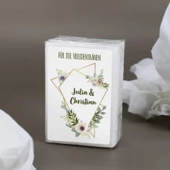 Freudentränen-Taschentücher zur Hochzeit mit Blüten in Aquarell-Optik 10er Set