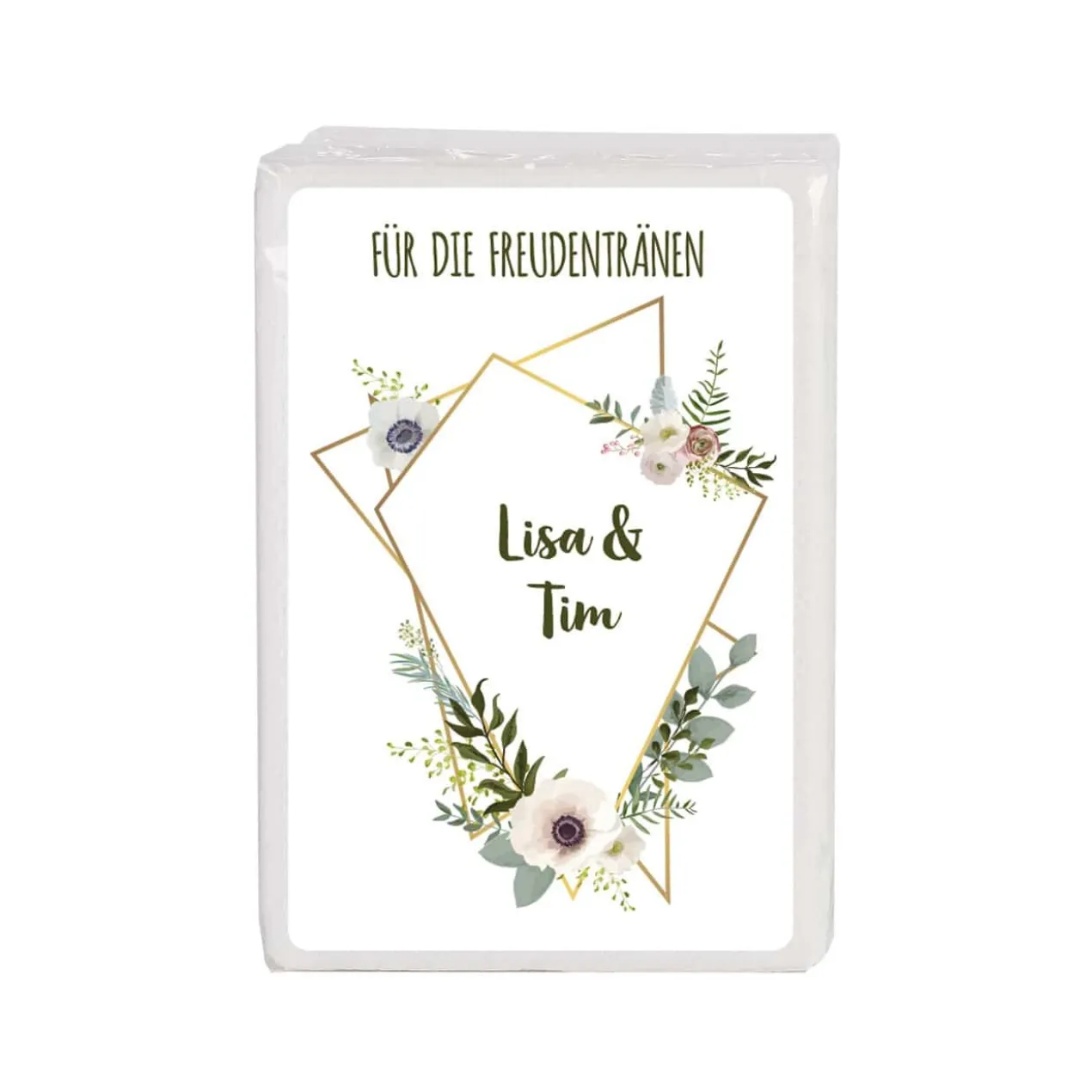 Freudentränen-Taschentücher zur Hochzeit mit Blüten in Aquarell-Optik 10er Set