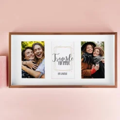 Freunde für immer - Bilderrahmen mit zwei Fotos und Ihren Wunschnamen