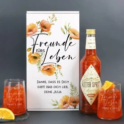 Freunde fürs Leben - Geschenkset für Freundinnen mit Glitter Spritz oder Campari