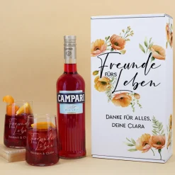 Freunde fürs Leben - Geschenkset für Freundinnen mit Glitter Spritz oder Campari