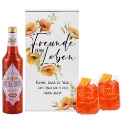 Freunde fürs Leben - Geschenkset für Freundinnen mit Glitter Spritz oder Campari