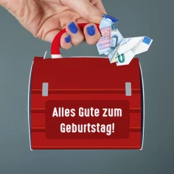 Für Handwerker - Namenstasse in bedruckter Tassentasche im Werkzeugkisten Design