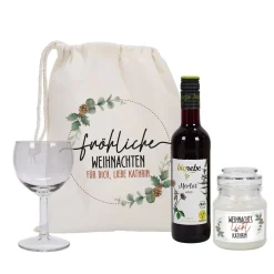 Fröhliche Weihnachten - Geschenkset mit Wein und Duftkerze