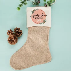 Fröhliche Weihnachten - Nikolausstrumpf mit Namensaufdruck