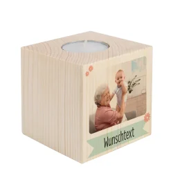 Frühlingshaftes Teelicht mit Ihrem Foto und Wunschtext