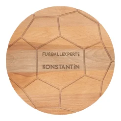 Frühstücksbrettchen aus Buchenholz im Fußballdesign mit Wunschtext personalisiert | Fußballgeschenk