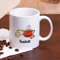 Frühstücksset mit Tasse und Brettchen um den Tag zu verschönern