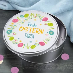 Frohe Ostern - Blechdose mit Name