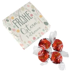 Frohe Ostern Geschenk - 4 Lindorkugeln in pastellfarbener Osterverpackung