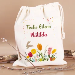 Frohe Ostern Geschenksack mit Ihrem Namen, 25x32 cm