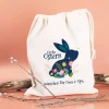 Frohe Ostern - Geschenksack mit Osterhase, Blüten und Wunschtext, 25 x 32 cm