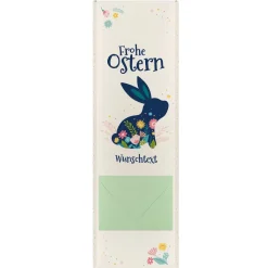 Frohe Ostern - 300 g Schokolade mit kleinem Umschlag und Wunschtext