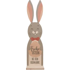 Frohe Ostern - Holzaufsteller in Hasenform mit Wunschtext - 80 cm Osterdeko