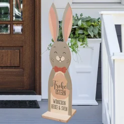 Frohe Ostern - Holzaufsteller in Hasenform mit Wunschtext - 80 cm Osterdeko