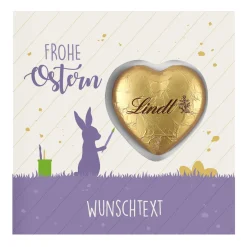 Frohe Ostern - Klappkarte mit Lindt Schokoherz