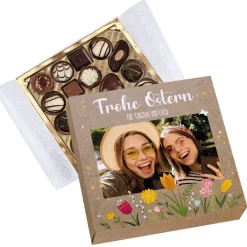 Frohe Ostern - Lindt-Pralinen mit Ihrem Foto und Text bedruckt