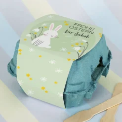 Frohe Ostern - Schokoeier im personalisierten Eierkarton | 4 Löffeleier