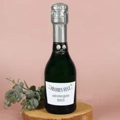 Frohes Fest - kleiner Sekt mit Text personalisiert | Gelderman Flaschengärung