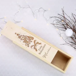 Frohe Weihnachten - Flaschenverpackung aus Holz mit Gravur