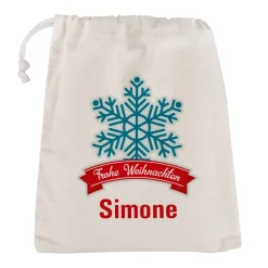 Frohe Weihnachten - kleiner Geschenksack mit Schneekristall