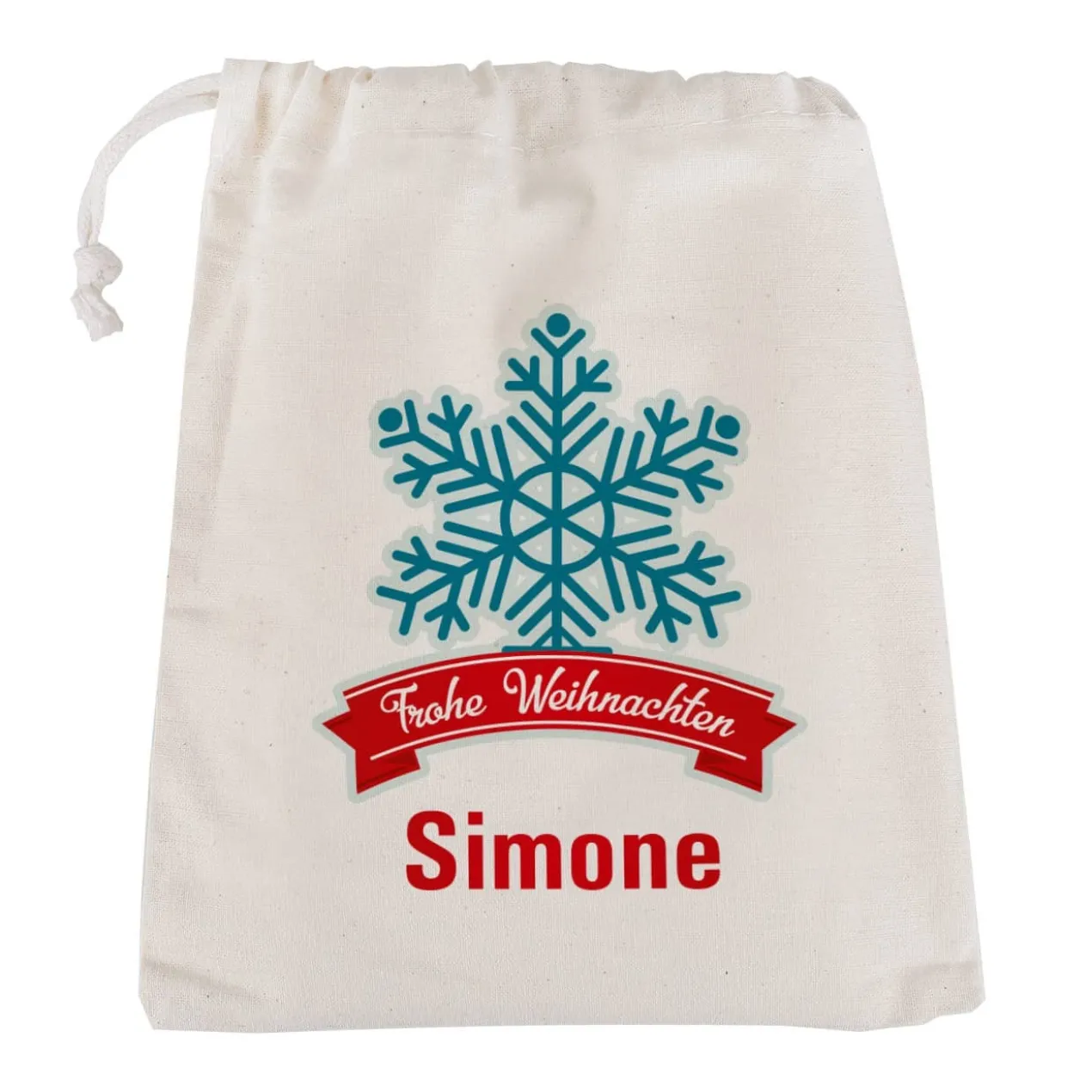 Frohe Weihnachten - kleiner Geschenksack mit Schneekristall
