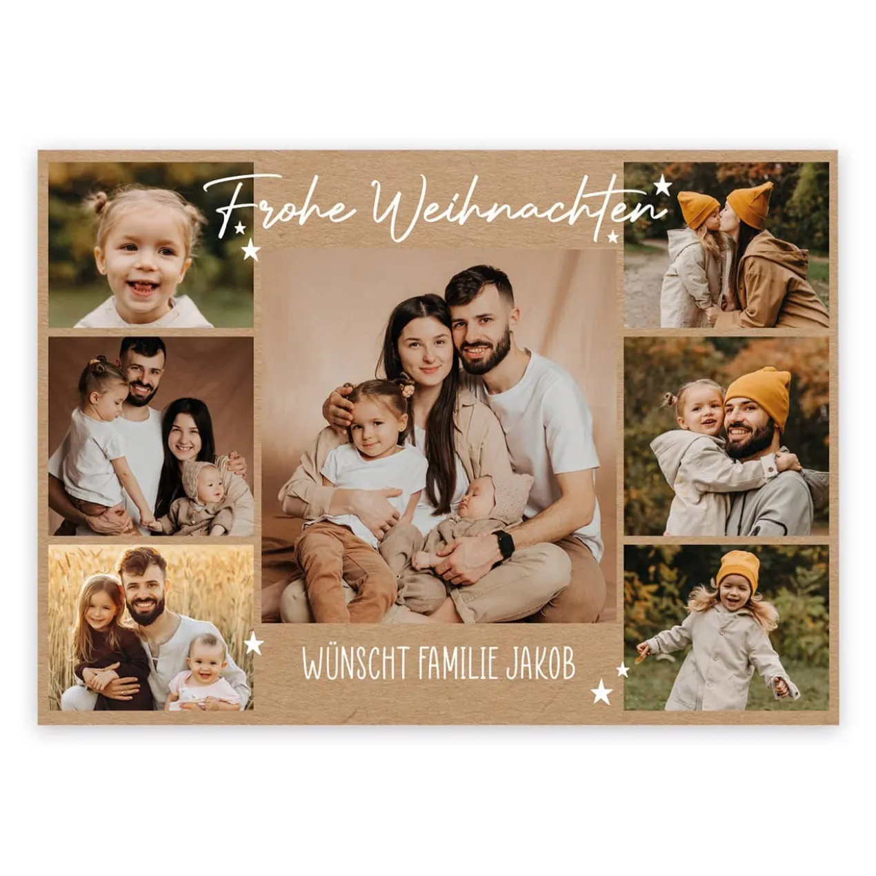Frohe Weihnachten - Postkarte mit 7 Fotos und Ihrem Wunschtext