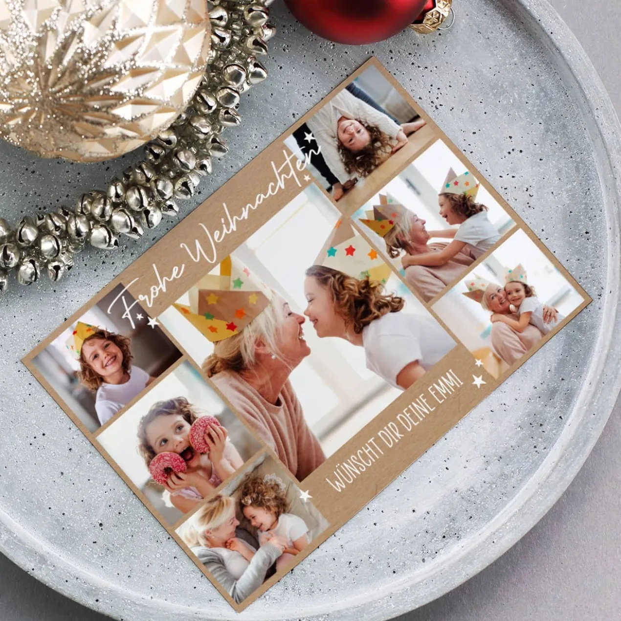 Frohe Weihnachten - Postkarte mit 7 Fotos und Ihrem Wunschtext