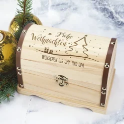 Frohe Weihnachten - Schatztruhe als Geldgeschenk in 3 Größen