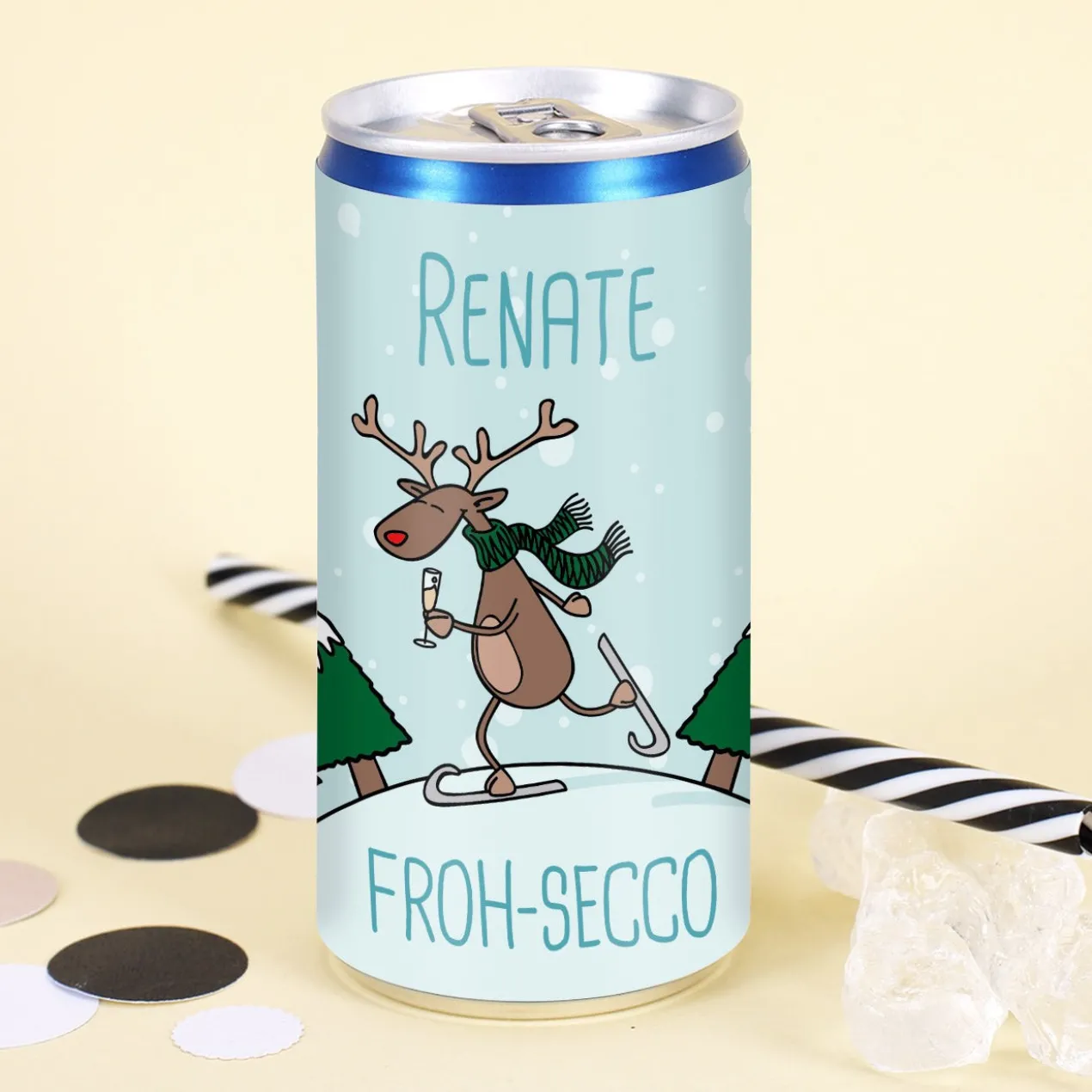 Froh-Secco zu Weihnachten mit Name