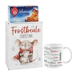 Frostbeule - Geschenkset mit Tee und Tasse und niedlichem Mausmotiv