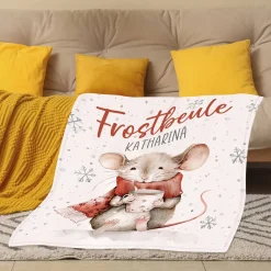 Frostbeule - kleine Kuscheldecke mit Ihrem Wunschnamen und niedlichem Mausmotiv