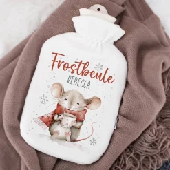 Frostbeule - Wärmflasche mit niedlichem Mausmotiv und Ihrem Wunschnamen
