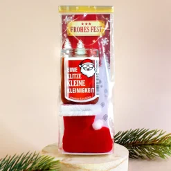 Fruchtlikör im Nikolausstiefel mit Amarena-Kirsch Geschmack und Sprüchen | Schnaps zu Weihnachten