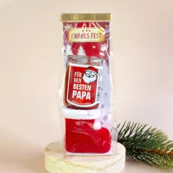 Fruchtlikör im Nikolausstiefel mit Amarena-Kirsch Geschmack und Sprüchen | Schnaps zu Weihnachten