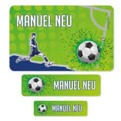 Fußball - Aufkleberset mit Name, in 3 Größen