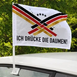 Fußball Autofahne personalisiert mit Wunschtext | Deutschland Fan Deko für WM, EM, Auto Korso