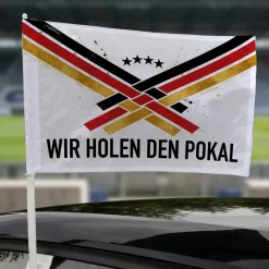 Fußball Autofahne personalisiert mit Wunschtext | Deutschland Fan Deko für WM, EM, Auto Korso